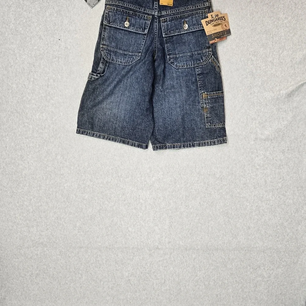 VINTAGE Lee Boys Shorts 12 SLIM Blue Denim Cargo Grunge Skater Dungarees Y2K NWT